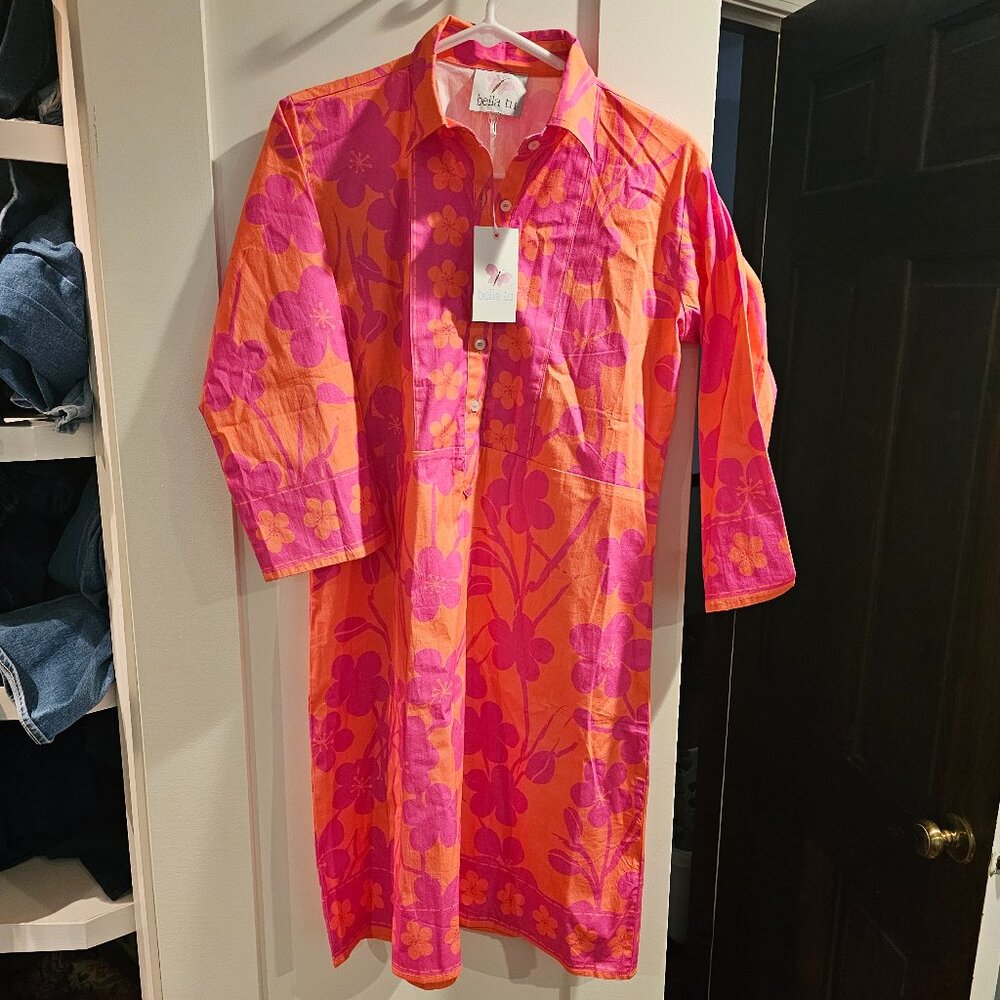 Bella Tu pink and orange floral resort-wear dress NWT